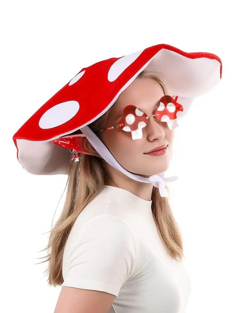 Mushroom Hat And Glasses Costume Cosplay Accessory Party Hat Cap NEW One Size